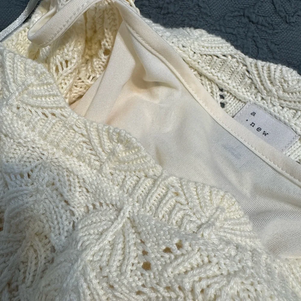 A New Day Cream Long Sleeve lined Knit Dress. Sz L